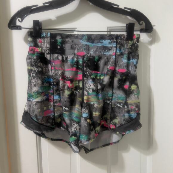 Lululemon Hotty Hot High-Rise Lined Short 4" Paint Drift Multi Graphite Grey 6 - Picture 7 of 9